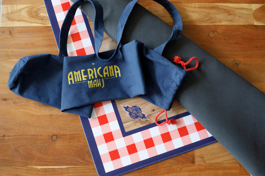 The Picnic Mat - carrying bag and underside shown