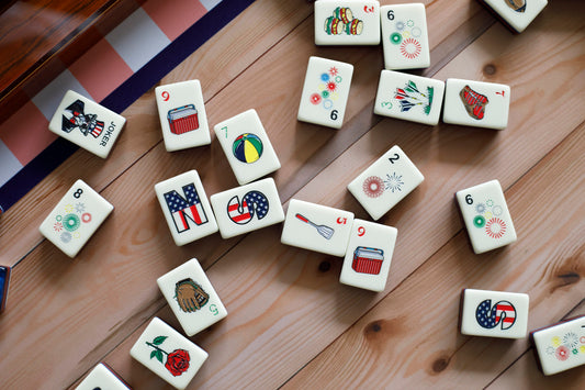 Assorted Mahjong Tiles Face up