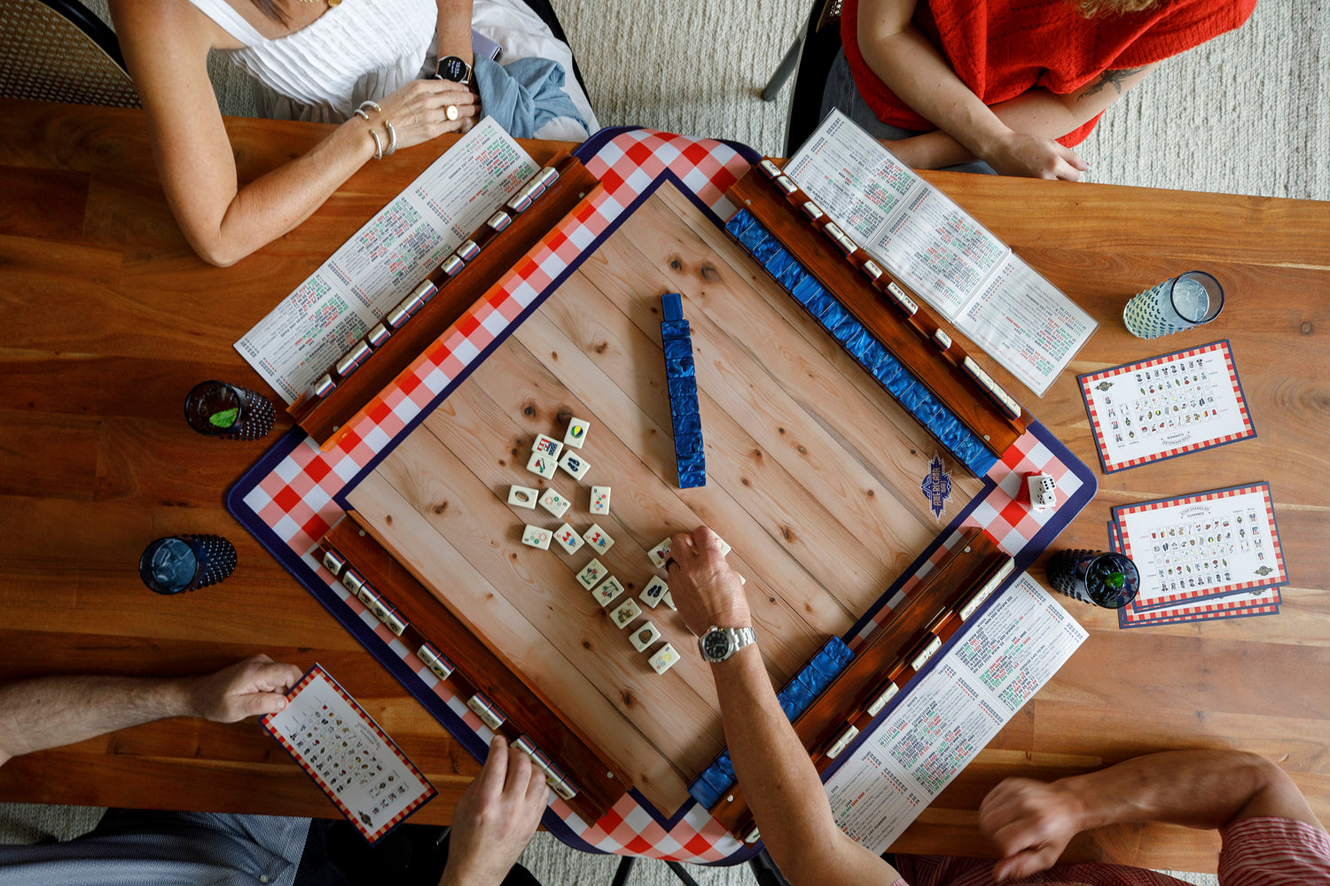 People Playing Mahjong with Star Spangled Summer Tileset and Accessories